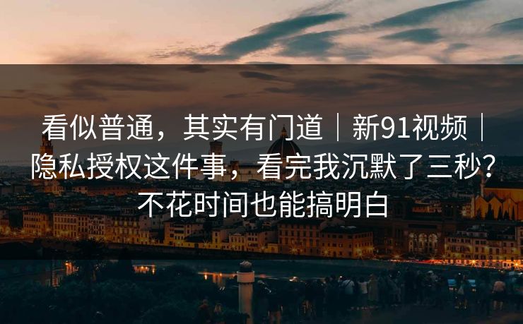看似普通，其实有门道｜新91视频｜隐私授权这件事，看完我沉默了三秒？不花时间也能搞明白  第1张