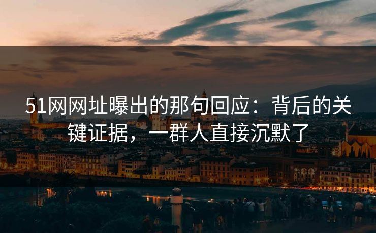 51网网址曝出的那句回应:背后的关键证据,一群人直接沉默了 第1张 51网网址曝出的那句回应:背后的关键证据,一群人直接沉默了 第1张