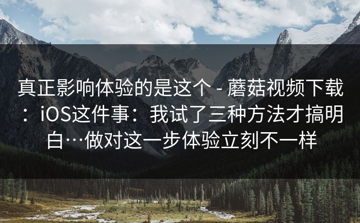 真正影响体验的是这个 - 蘑菇视频下载：iOS这件事：我试了三种方法才搞明白…做对这一步体验立刻不一样  第1张